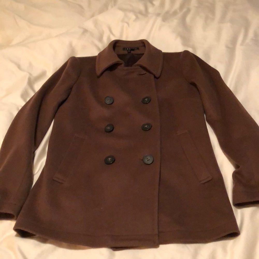 Theory Peacoat, light weight, dark camel color